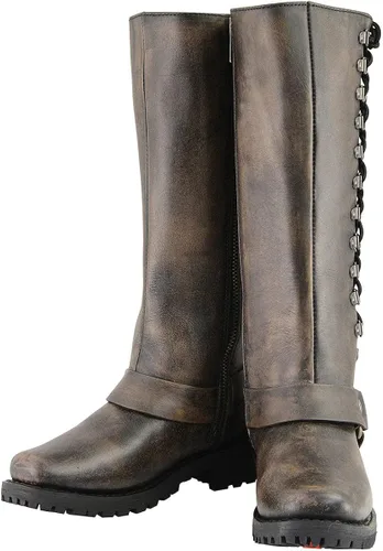 Vista 5 de Botas de piel con arnés y cordones completos, clásicas para mujer de Milwaukee Leather.