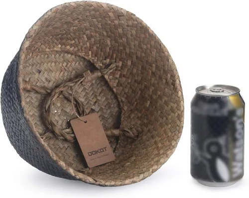 Vista 3 de Cesta de almacenamiento de hierba marina, cesta de almacenamiento tejida natural (negro 7 pulgadas D x 8 pulgadas A)