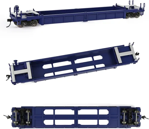 Vista 3 de Evemodel C8749 1pc HO Scale 40ft Well Car 1:87 Fondo cóncavo 40' carro plano (1pc - azul)