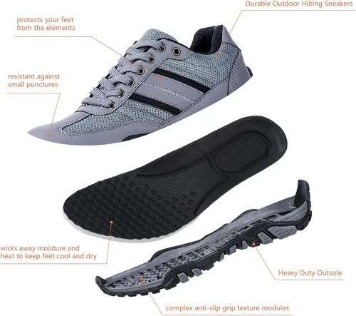 Vista 3 de Zapatos de senderismo antideslizantes para hombre, cómodos zapatos de senderismo bajos para caminar al aire libre, zapatos de trabajo transpirables