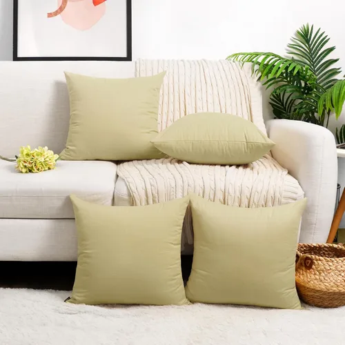 Vista 23 de Coddsmz Paquete de 4 fundas decorativas de 100% algodón para cojín cuadrado, funda de almohada de color liso para bricolaje, para sofá y dormitorio