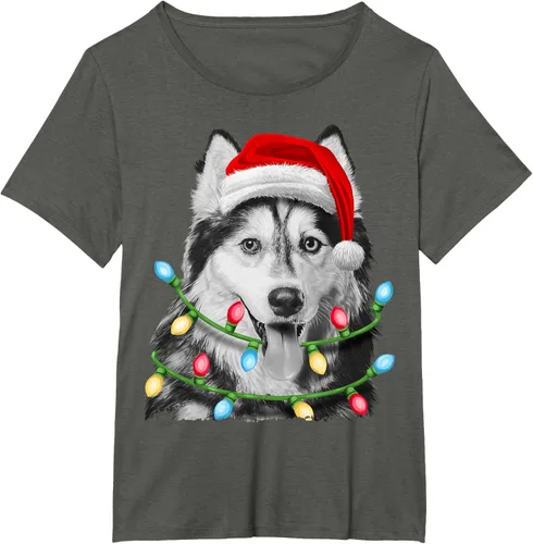 Vista 39 de Camiseta para niños con diseño de hachís siberiano con luces de árbol de Navidad Negro