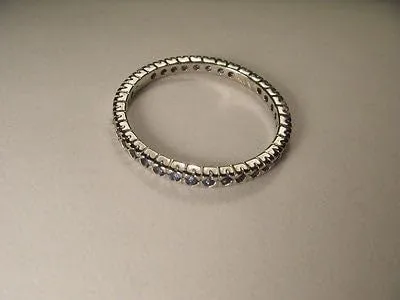 Vista 2 de Unbranded Beautiful Estate 14K White Gold Sapphire Eternity Wedding Ring Band