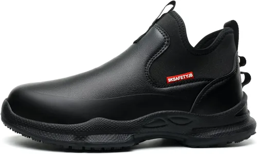 Vista 2 de Zapatos de chef para hombre, antideslizantes, a prueba de agua, botas de trabajo para hombre, zuecos cómodos, zapatos de enfermería para jardinero
