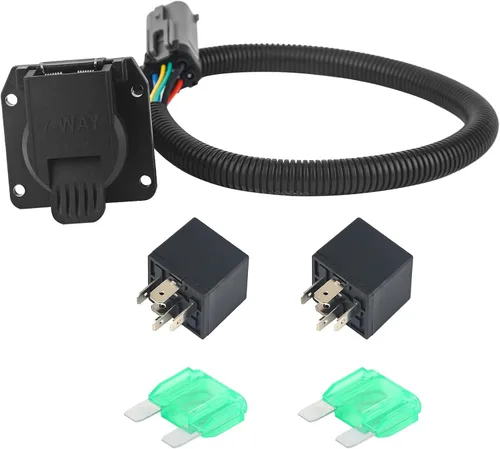 Vista 8 de 55243 Arnés de cableado para remolque con cuchilla RV personalizada de 7 pines del lado del vehículo con conector para caja de camión compatible