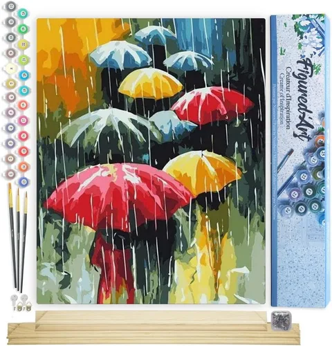 Vista 116 de Figured'Art Pintura por números para adultos, flores rojas abstractas, 16 x 20 pulgadas, kit de pintura artística para manualidades, lienzo