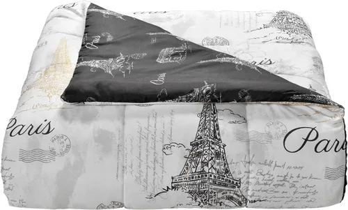 Vista 2 de Lanwood Paris Sketch - Juego de edredón de 8 piezas, tamaño matrimonial, color blanco