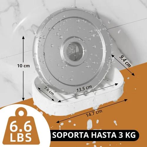 Vista 5 de LEVERLOC Soporte para Jabonera para Ducha con Ventosa Montado en la Pared Autodrenante SIN Taladrar Extraíble Soporte para Jabón en Barra y Esponja