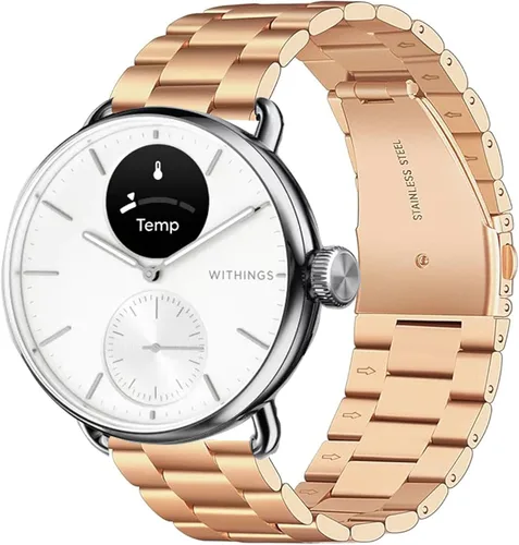 Vista 9 de Compatible con Withings Smartwatch Bands, Lamshaw 0.709 in, 0.787 in, acero inoxidable, correa de repuesto de metal para hombres y mujeres