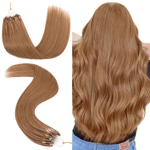 Vista 24 de Hairro Micro Loop - Extensiones de cabello humano microenlaces de microperlas de cabello Remy para mujer, reflejos degradados, fusión fría, micro