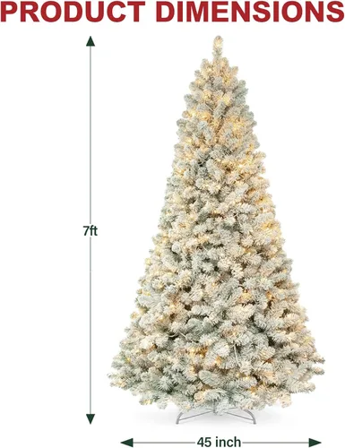 Vista 3 de Hykolity Árbol de Navidad de 7 pies con 300 LED blancos cálidos Árbol básico blanco cálido