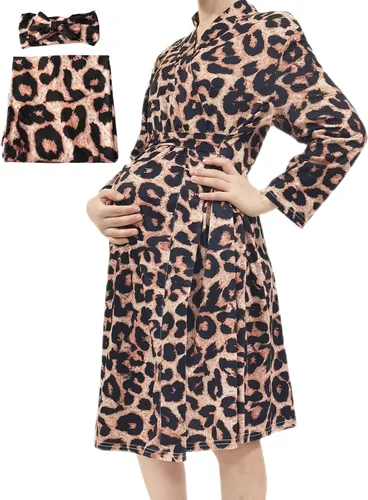 Vista 16 de SUFEINI Conjunto de Bata de Maternidad y Manta Envolvente para Bebé a Juego, Bata de Mamá con Manta Receptora Ropa de Dormir para Niñas y Niños