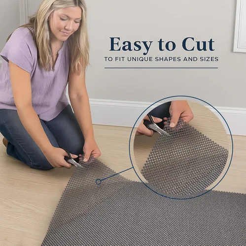 Vista 3 de Veken Almohadilla Antideslizante para Alfombra de 4 x 6 pies para pisos de madera dura, almohadillas antideslizantes para alfombras de área, Gris