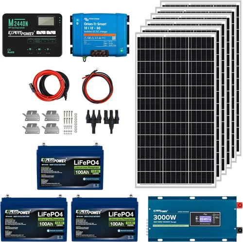 Vista 13 de ExpertPower Kit de energía solar de 3.8KWH 12V LiFePO4 12V 100Ah, paneles solares de 600 W, controlador de carga solar MPPT de 40 A RV