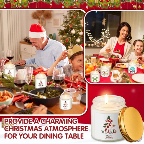 Vista 7 de MTLEE 24 velas en tarro de Navidad a granel, velas perfumadas de Navidad, velas de cera natural, de larga duración, para Navidad, regalos de boda