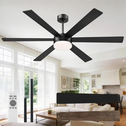Vista 10 de OPONL Ventilador de techo de 52 pulgadas con luz y control remoto Negro