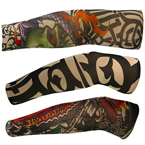 Vista 3 de Skeleteen Mangas de tatuajes temporales falsos Funda de tatuaje para brazos, accesorios de mordaza para hombres, mujeres y niños, 6 piezas