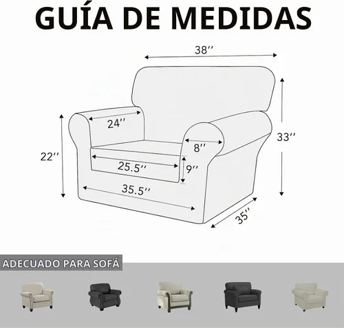 Vista 6 de ISSUNTEX 2 Piezas Fundas para Silla y Sofá de Alta Elasticidad Gruesas, Funda Suave para Sofá de 1 Cojín Separado, Tela Jacquard Funda Elástica