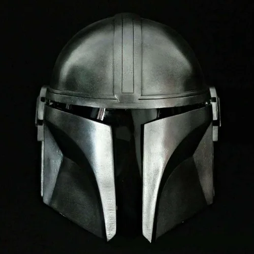 Vista 2 de NauticalMart Casco mandaloriano de acero, casco medieval para disfraz de Halloween, teatro, juego de rol, casco de armadura, gran artículo