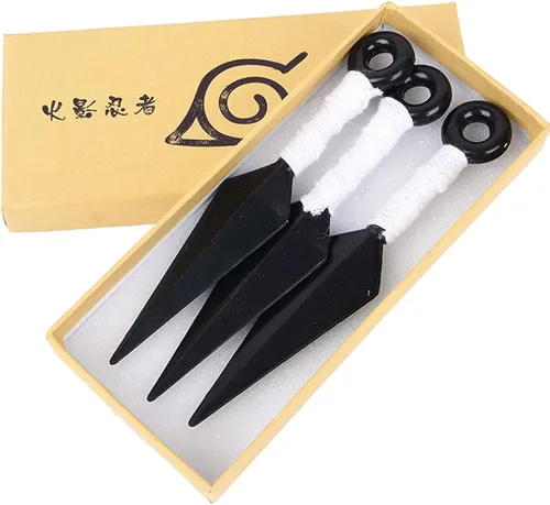 Vista 5 de Ninja Leaf Village Ninja Shinobi Cosplay Headband with 3PCS White Ninja Weapons Props Small Kunai Plastic for Anime Cosplay