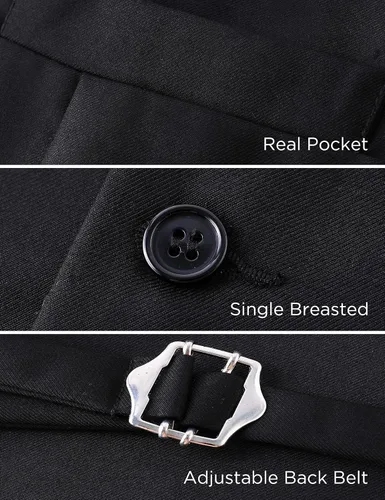 Vista 3 de BABEYOND Chaleco de traje formal para hombre, chaleco de negocios ajustado para traje de esmoquin