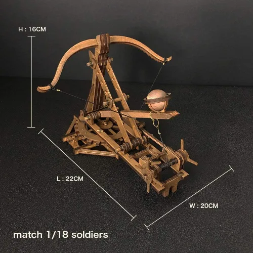 Vista 6 de Ballesta ajustable Siege Ancient Chariot Catapult Machinery Stone-Thrower Slingshot 3D DIY Rompecabezas de madera de mesa Kits de modelo de juego