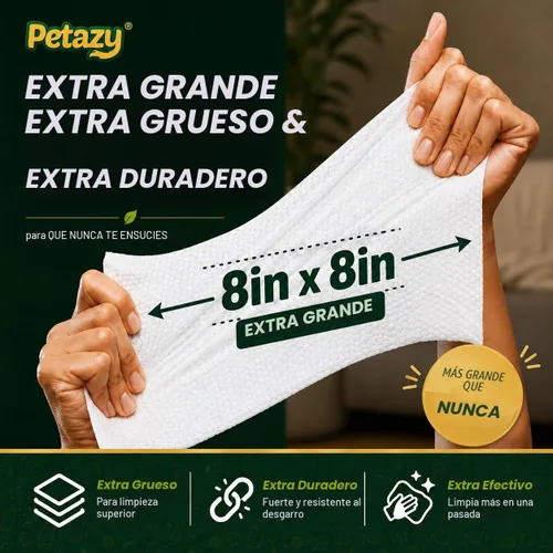 Vista 7 de Petazy Toallitas para mascotas XL para perros y gatos, sin perfume, 72