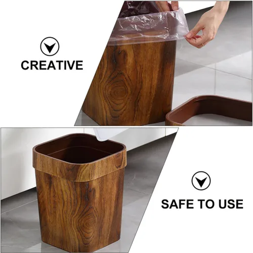 Vista 3 de Cabilock Bote de basura retro creativo de 14 l Imitado papelera sólida para oficina en casa dormitorio baño estilo vintage cubo de basura