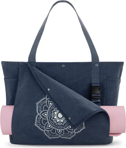 Vista 21 de Gonex Bolsa para Esterilla de Yoga, Bolsa de Gimnasio Tipo Tote con Múltiples Bolsillos para Mujeres y Hombres, Portaesterillas de Yoga de Lona