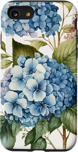 Vista 18 de Watercolour Vintage Blue Hydrangea with Flower Flower Case for iPhone 17