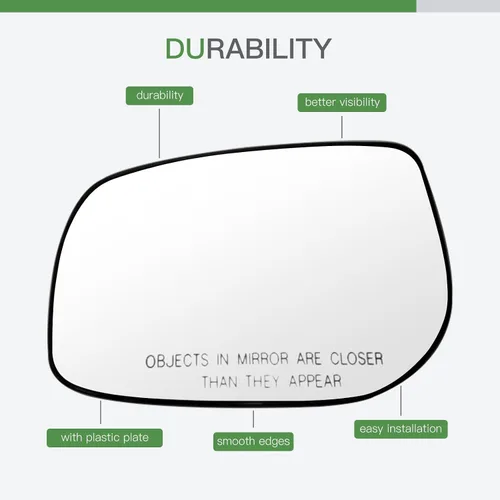 Vista 5 de SCITOO Espejo retrovisor lateral para Toyota Yaris sin calefacción, repuesto plano cromado para 2007-2012
