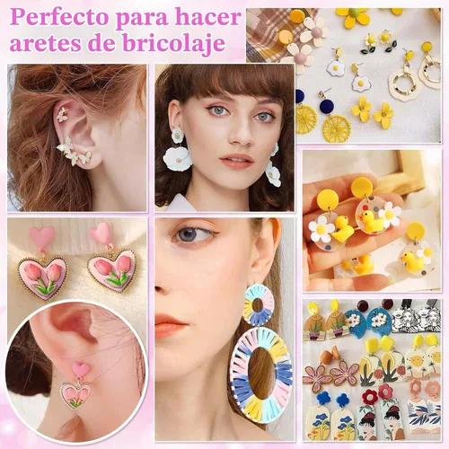 Vista 7 de Anezus Pegamento para joyas con 600 postes y respaldos de acero inoxidable, hipoalergénicos en blanco con parte trasera de goma para suministros