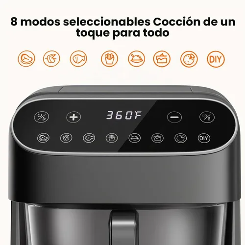 Vista 3 de Electactic Freidora de aire de vidrio de 5 cuartos de galón, sin PFAS y cesta apta para lavavajillas, ventana transparente de 360°, pantalla táctil