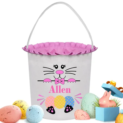 Vista 11 de Cestas de Pascua personalizadas para niños y niñas, cestas de conejo de Pascua personalizadas para niños, cesta de caza de huevos de Pascua, regalos