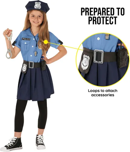 Vista 3 de Morph Costumes Girl Police Officer Costume For Kids Girls Cop Costume For Girls Police Costume Kids Girl Blue Police Officer
