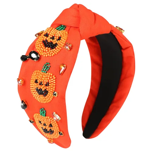 Vista 30 de Diademas de fantasma de Halloween para mujer, diadema de araña espeluznante con cuentas de diamantes de imitación de cristal, accesorios