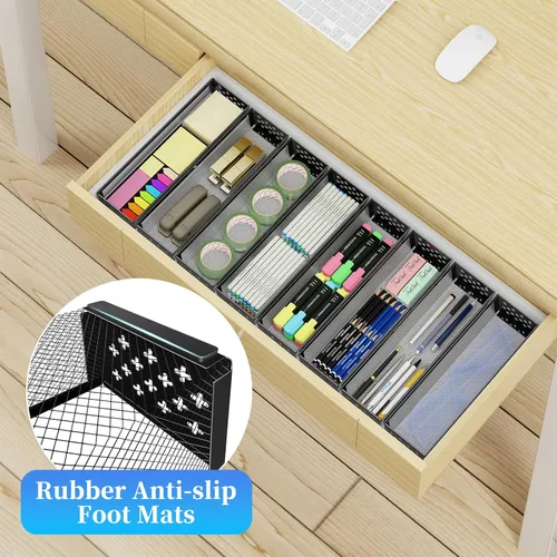 Vista 7 de Simple Trending Organizador de cajón de cubiertos, paquete de 8 organizadores de utensilios para cajones de cocina, almacenamiento de metal