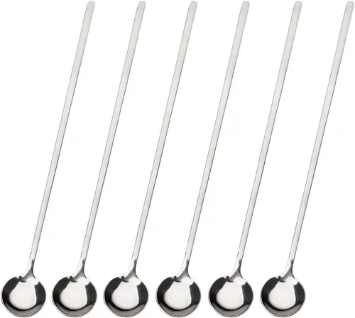 Vista 18 de 6 cucharas de café negras, cucharas de café espresso de acero inoxidable 18/8, mini cuchara de té Vogue de 5.2 pulgadas, cuchara pequeña agitadora