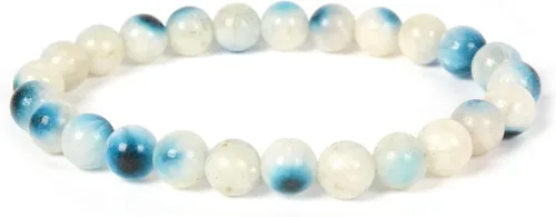 Vista 44 de Justinstones Gem - Pulsera elástica de cuentas redondas de 6 mm de piedras semipreciosas, unisex, 16.5 cm Ojo de tigre azul dorado AA