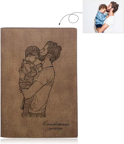 Vista 2 de Gemszoo Cartera personalizada con foto personalizada de cuero para hombres padre, Style 5