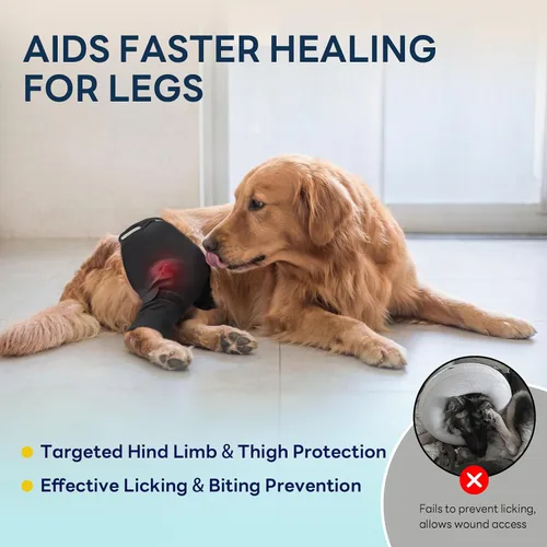 Vista 2 de Funda para patas traseras de perro para dejar de lamer, cubierta mejorada para patas traseras para dejar de resbalar, para cirugía TPLO, condiciones