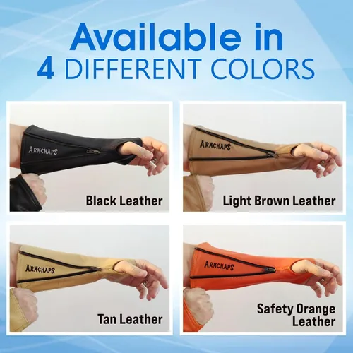 Vista 4 de Arm Chaps Mangas Protectoras de Cuero Guardabrazos - Previene Cortes, Arañazos y Moretones - Ideal para Jardinería y Construcción., Negro
