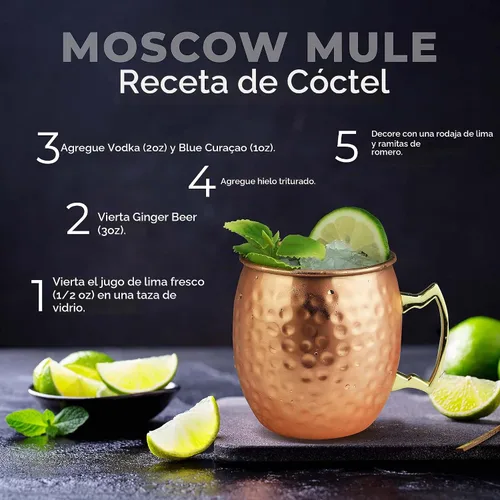 Vista 6 de PG Moscow Mule Tazas – Tamaño grande 19 onzas – Juego de 2 tazas martilladas – Forro de acero inoxidable – Chapado en cobre puro – Mango de latón