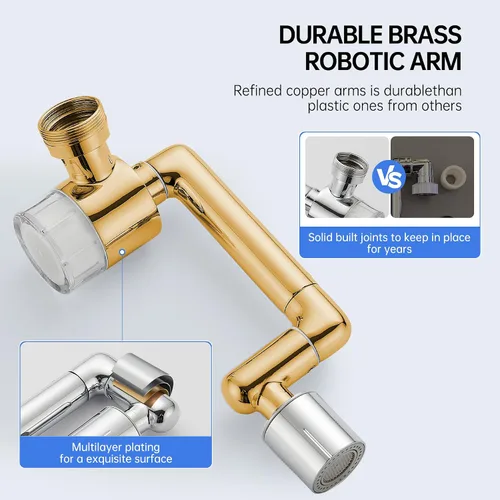 Vista 5 de YYKBZ 1440° Extensión de Filtro de Agua Giratoria para Lavabo Aireador, 2 Modos Giratorios para Lavado de Cara y Ojos en Baño/Cocina, Extensión