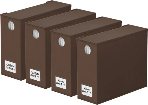 Vista 19 de SpaceAid Paquete de 2 Organizadores y Almacenamiento de Sábanas, Organizador de Sábanas Plegable para Armario de Ropa Blanca, Carpeta Guardadora
