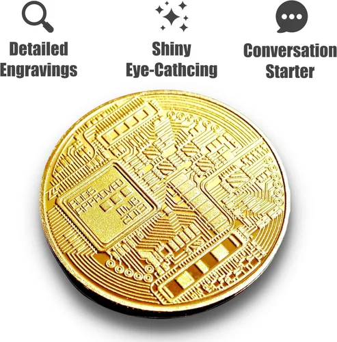 Vista 3 de Moneda de Bitcoin Edición de Coleccionista - Criptomoneda conmemorativa coleccionable en caja protectora de acrílico - Perfecta para entusiastas