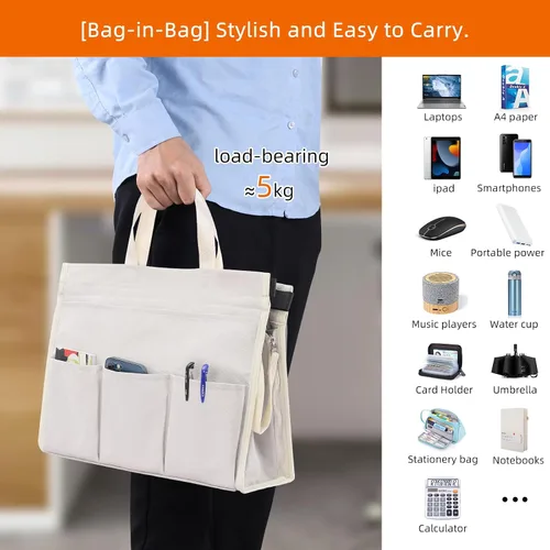 Vista 6 de MASTLU Bolsa de almacenamiento para colgar debajo del escritorio, organizador de escritorio, bolsa de almacenamiento lateral de oficina, compatible