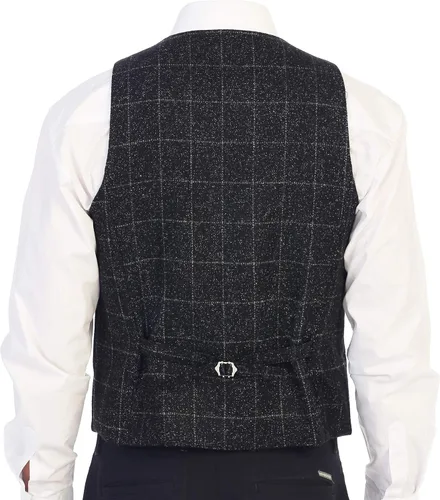 Vista 8 de Gioberti Chaleco de tweed formal de 6 botones para hombres