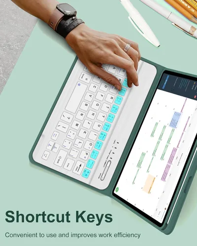 Vista 6 de Funda de teclado para iPad Mini 7ª (A17 Pro, 2024) y 6ª (2021) de 8.3 pulgadas, recargable, teclado Bluetooth desmontable, funda protectora delgada