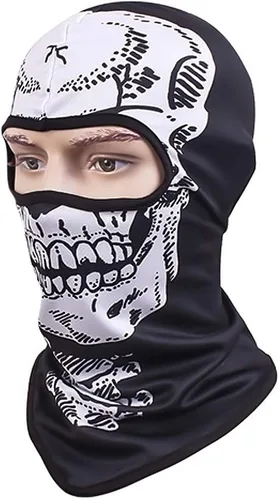Vista 2 de TClian Máscara de calavera, pasamontañas, bandana de fantasma, máscara de cara completa, máscara de Halloween